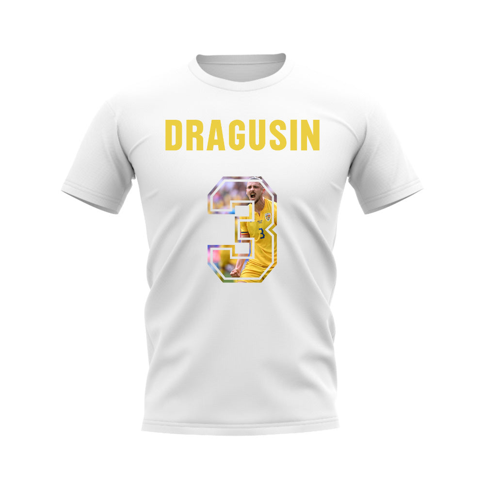 Radu Dragusin Name And Number Romania T-Shirt (White)  UKSoccershop   