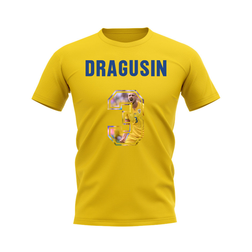 Radu Dragusin Name And Number Romania T-Shirt (Yellow)  UKSoccershop   