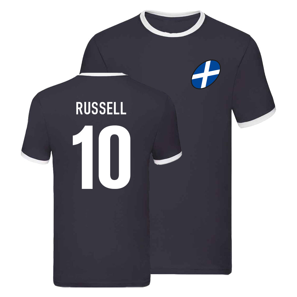 Scotland Rugby Ringer T-shirt (Finn Russell 10)  UKSoccershop   