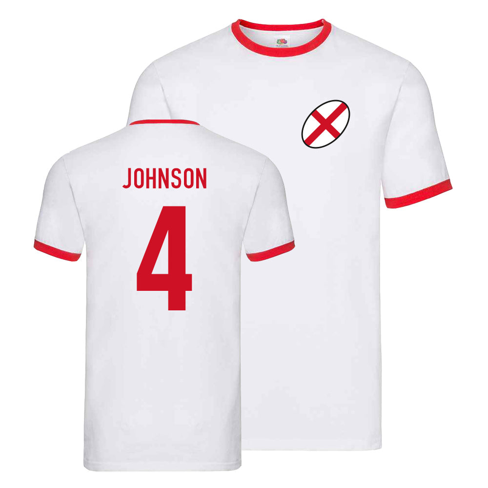 England Rugby Ringer T-shirt (Martin Johnson 4)  UKSoccershop   