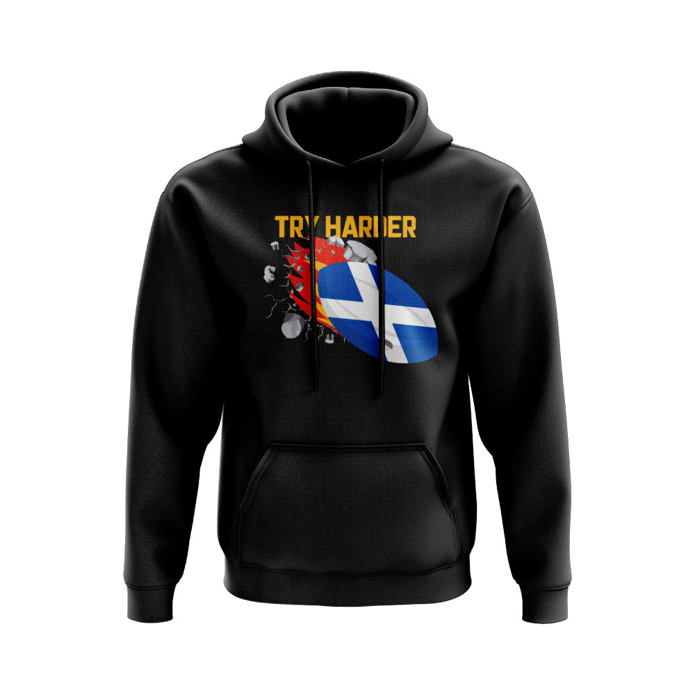 Scotland Try Harder Rugby Hoody (Black) UKSoccershop