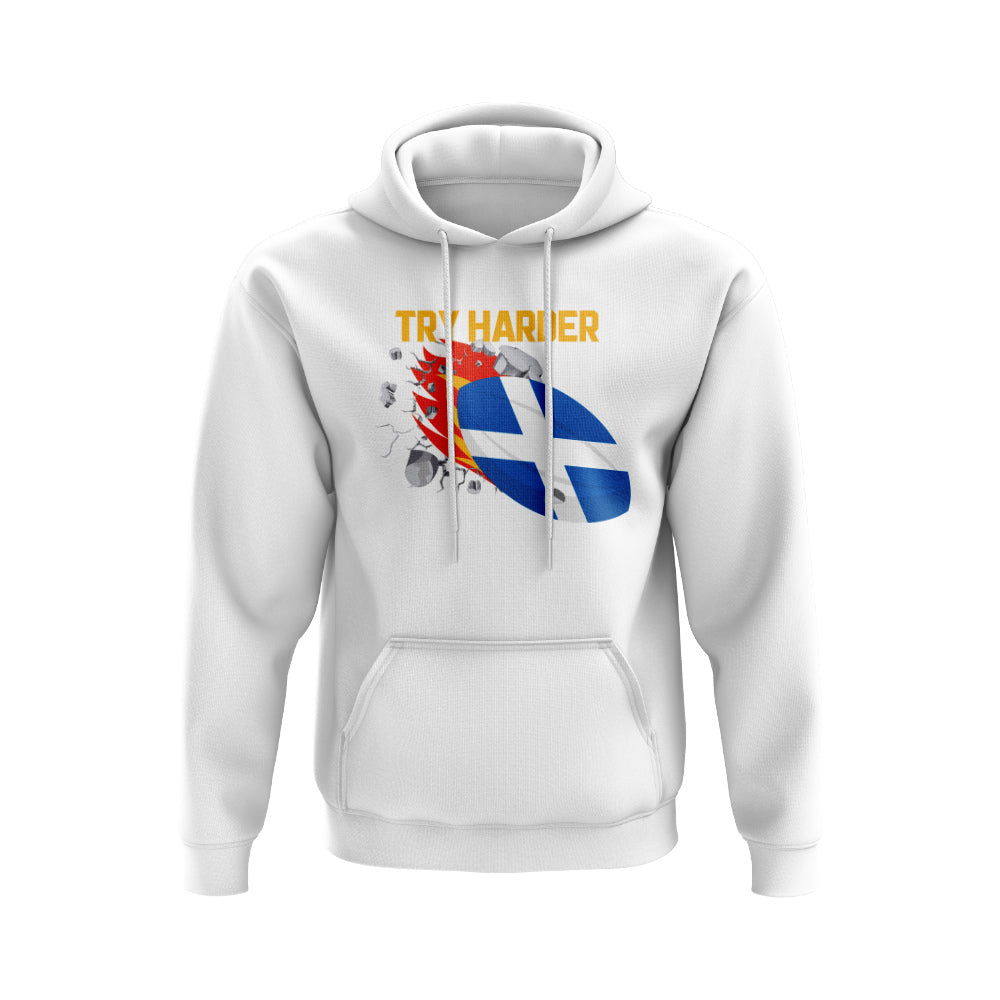 Scotland Try Harder Rugby Hoody (White) UKSoccershop