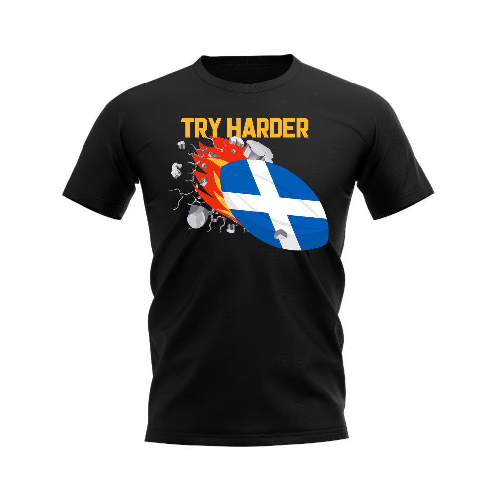 Scotland Try Harder Rugby T-Shirt (Black) UKSoccershop