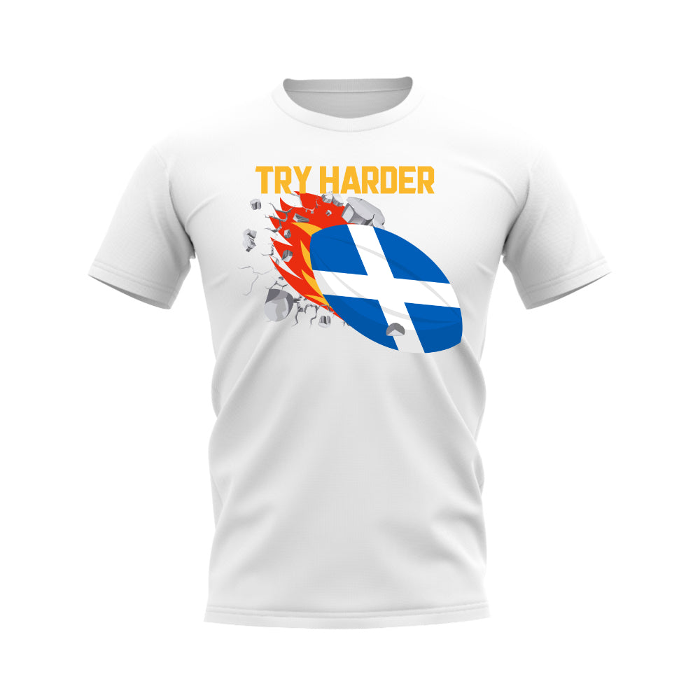 Scotland Try Harder Rugby T-Shirt (White) UKSoccershop