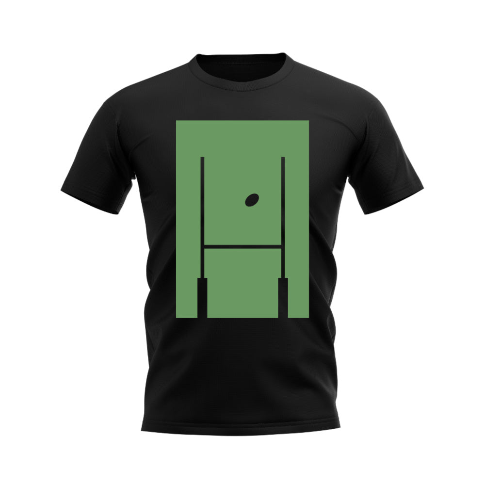 Between The Posts Green Logo Rugby T-Shirt (Black) UKSoccershop