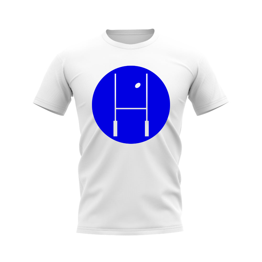 Between The Posts Blue Circle Rugby T-Shirt (White) UKSoccershop