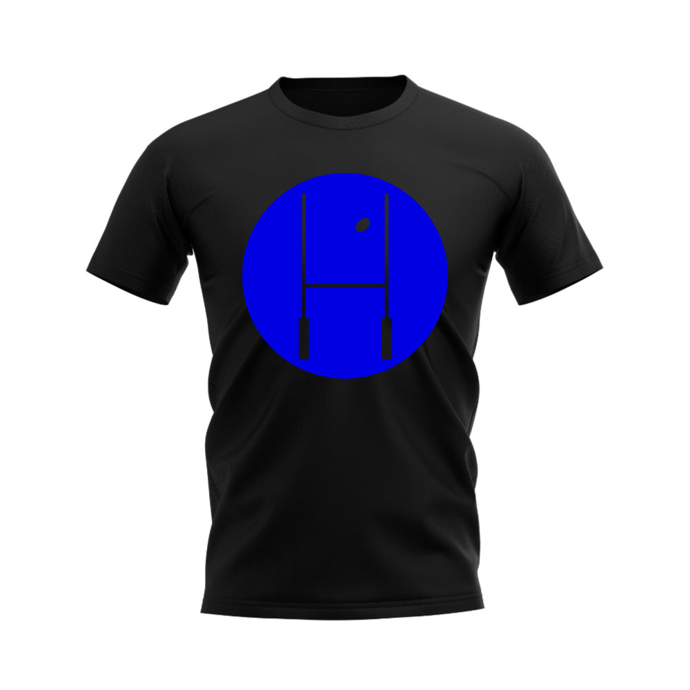 Between The Posts Blue Circle Rugby T-Shirt (Black) UKSoccershop