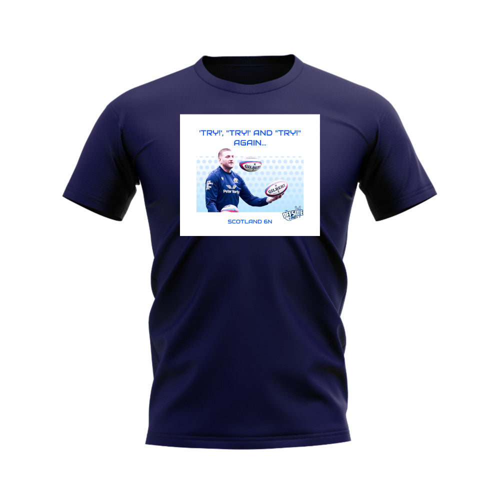 Try, Try and Try Again Finn Russell Scotland T-Shirt (Navy) UKSoccershop