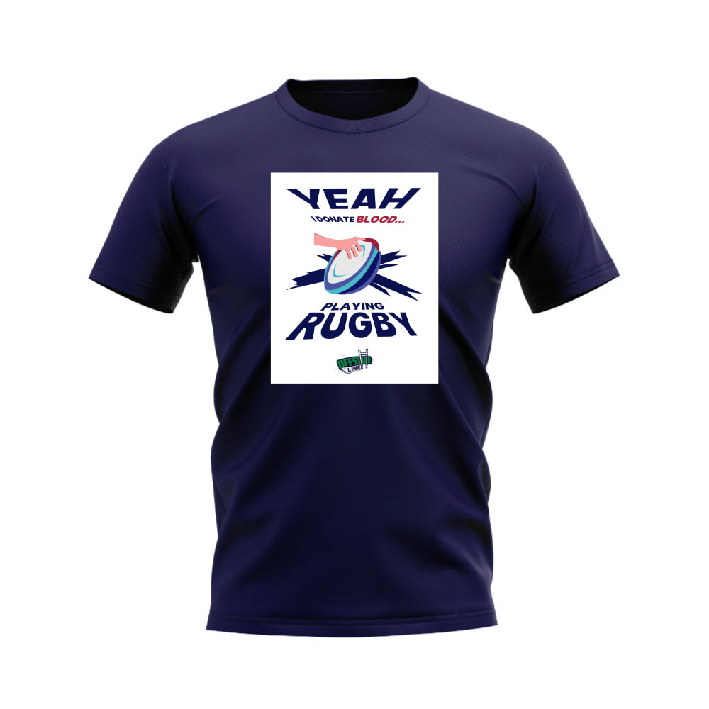 I Donate Blood Rugby T-Shirt (Navy/White) UKSoccershop