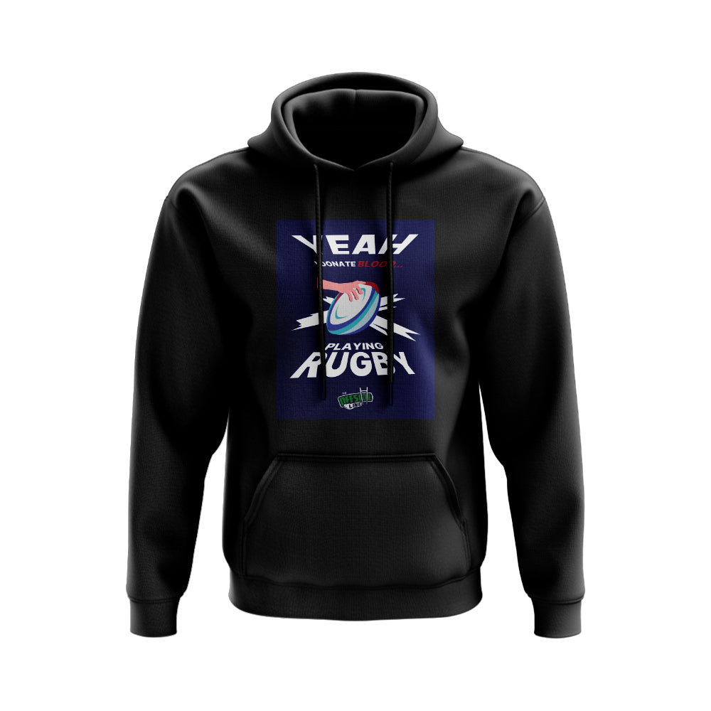 I Donate Blood Rugby Hoody (Black/Navy) UKSoccershop