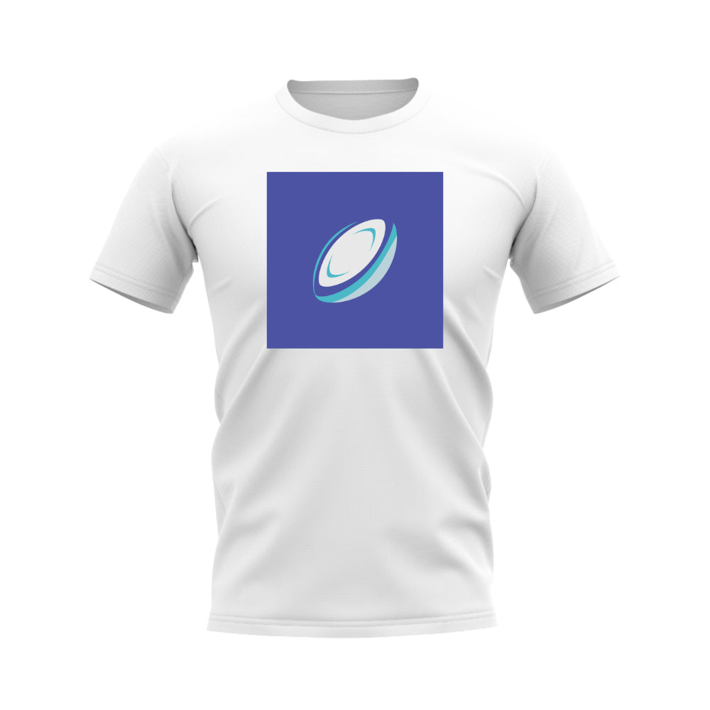 Rugby Ball T-Shirt (White/Blue) UKSoccershop