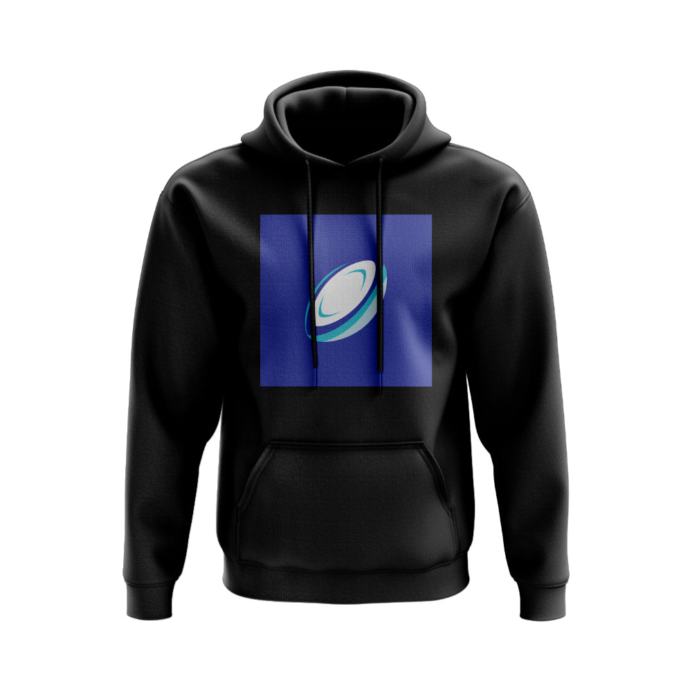 Rugby Ball Hoody (Black/Blue) UKSoccershop