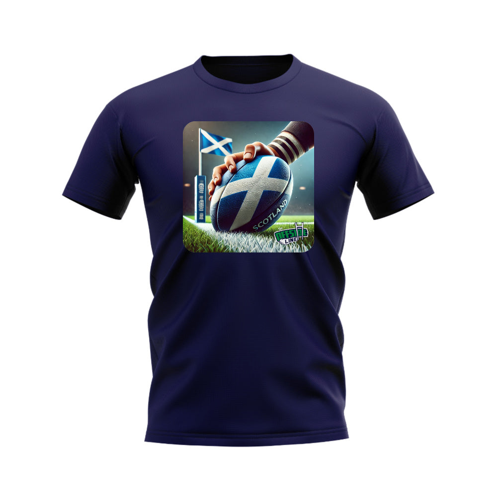 Scotland Rugby Try T-Shirt - Version 3 (Navy) UKSoccershop