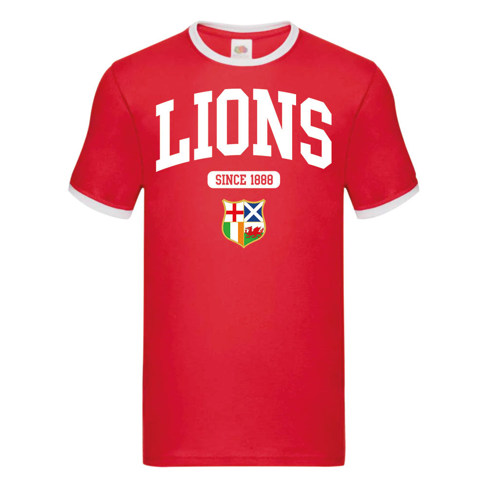 British and Irish Lions Established Ringer T-Shirt (Red) UKSoccershop