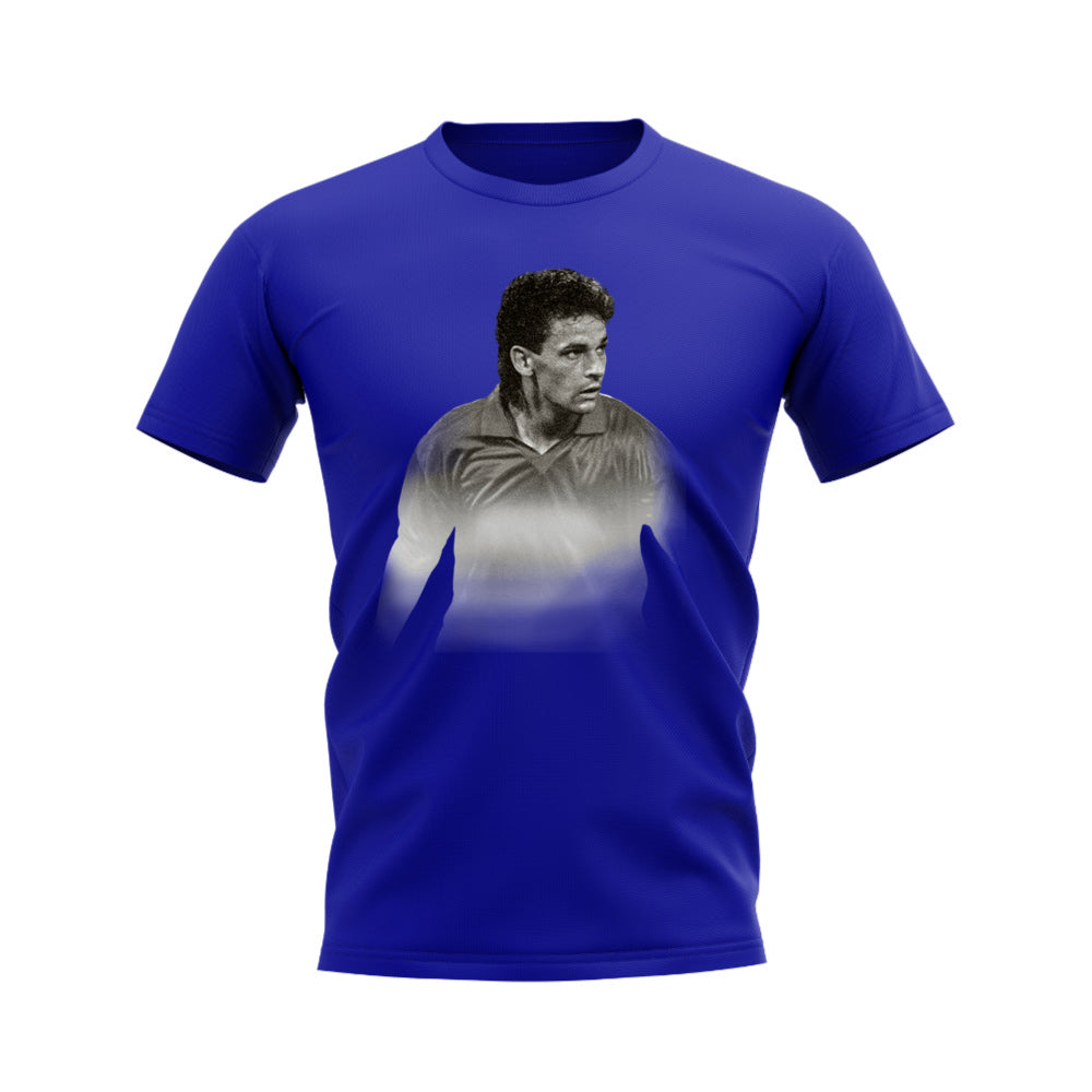 Roberto Baggio Italy Legend T-Shirt (Blue) UKSoccershop