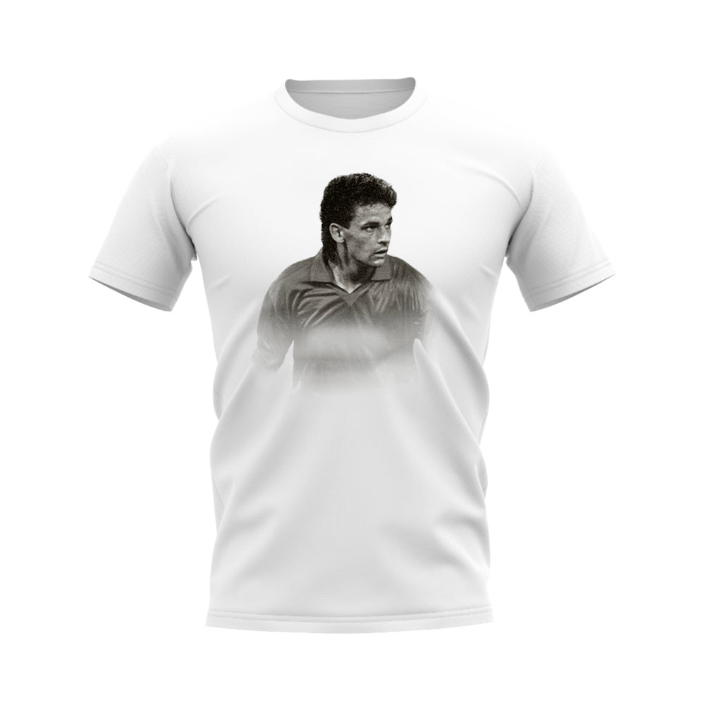 Roberto Baggio Italy Legend T-Shirt (White) UKSoccershop