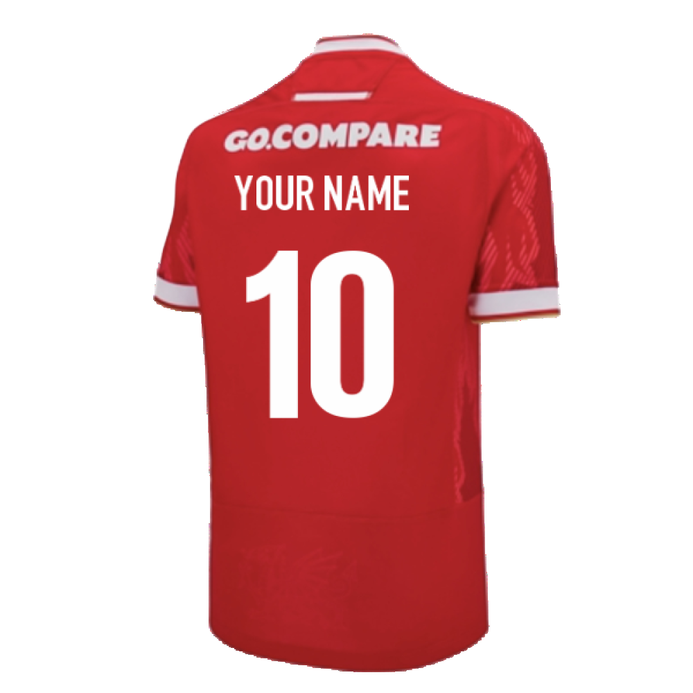 2024-2025 Wales Home Poly Rugby Shirt (Kids) (Your Name) Product - Hero Shirts Macron   