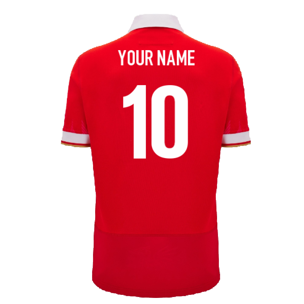 2024-2025 Wales WRU Home Cotton Rugby Shirt (Kids) (Your Name) Product - Hero Shirts Macron   