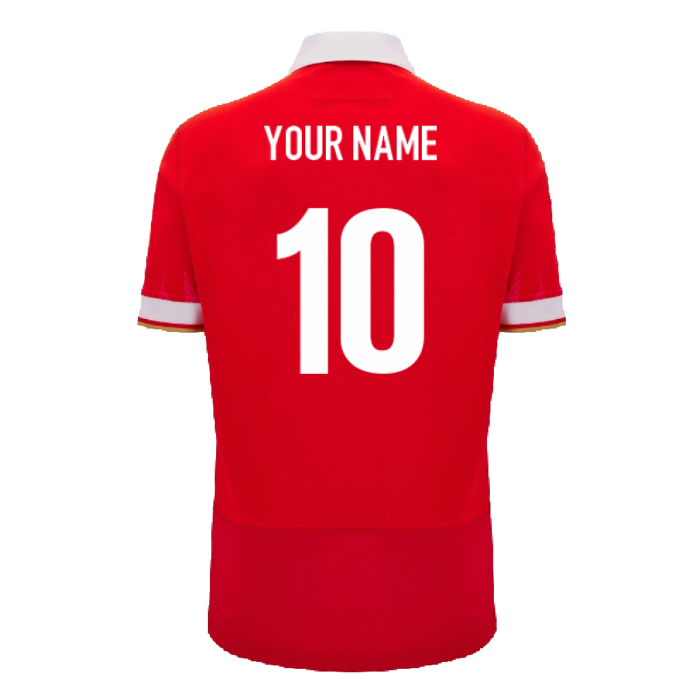 2024-2025 Wales WRU Home Cotton Rugby Shirt (Your Name) Product - Hero Shirts Macron   