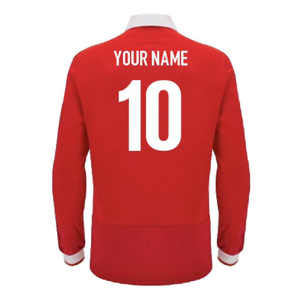 2024-2025 Wales WRU Home LS Cotton Rugby Shirt (Your Name) Product - Hero Shirts Macron   