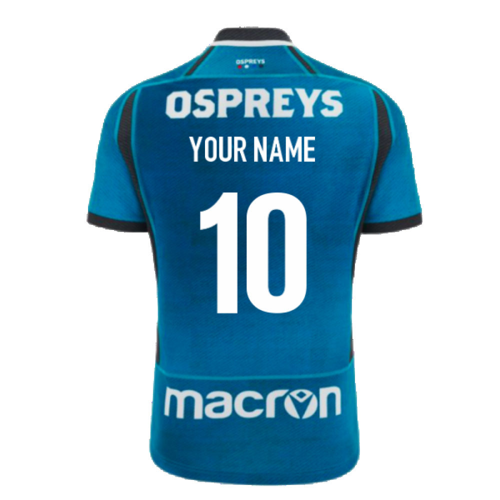 2023-2024 Ospreys Rugby Slim Fit Training Jersey (Blue) (Your Name) Product - Hero Shirts Macron   