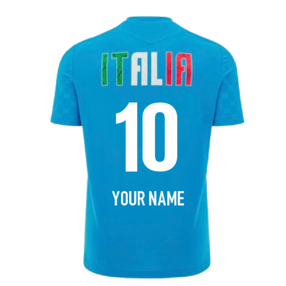 2024-2025 Italy Rugby Training Shirt (Blue) (Your Name) Product - Hero Shirts Macron   