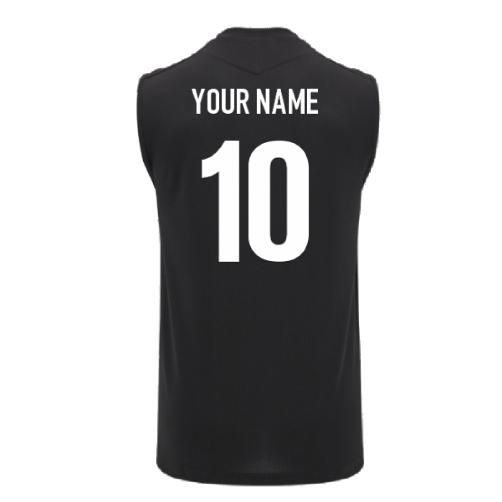 2024-2025 Wales Rugby Sleeveless Training Shirt (Black) (Your Name) Product - Hero Shirts Macron   