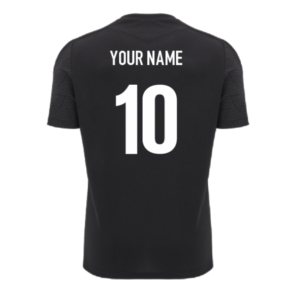 2024-2025 Wales Rugby WRU Poly Training Shirt (Black) - Kids (Your Name) Product - Hero Shirts Macron   