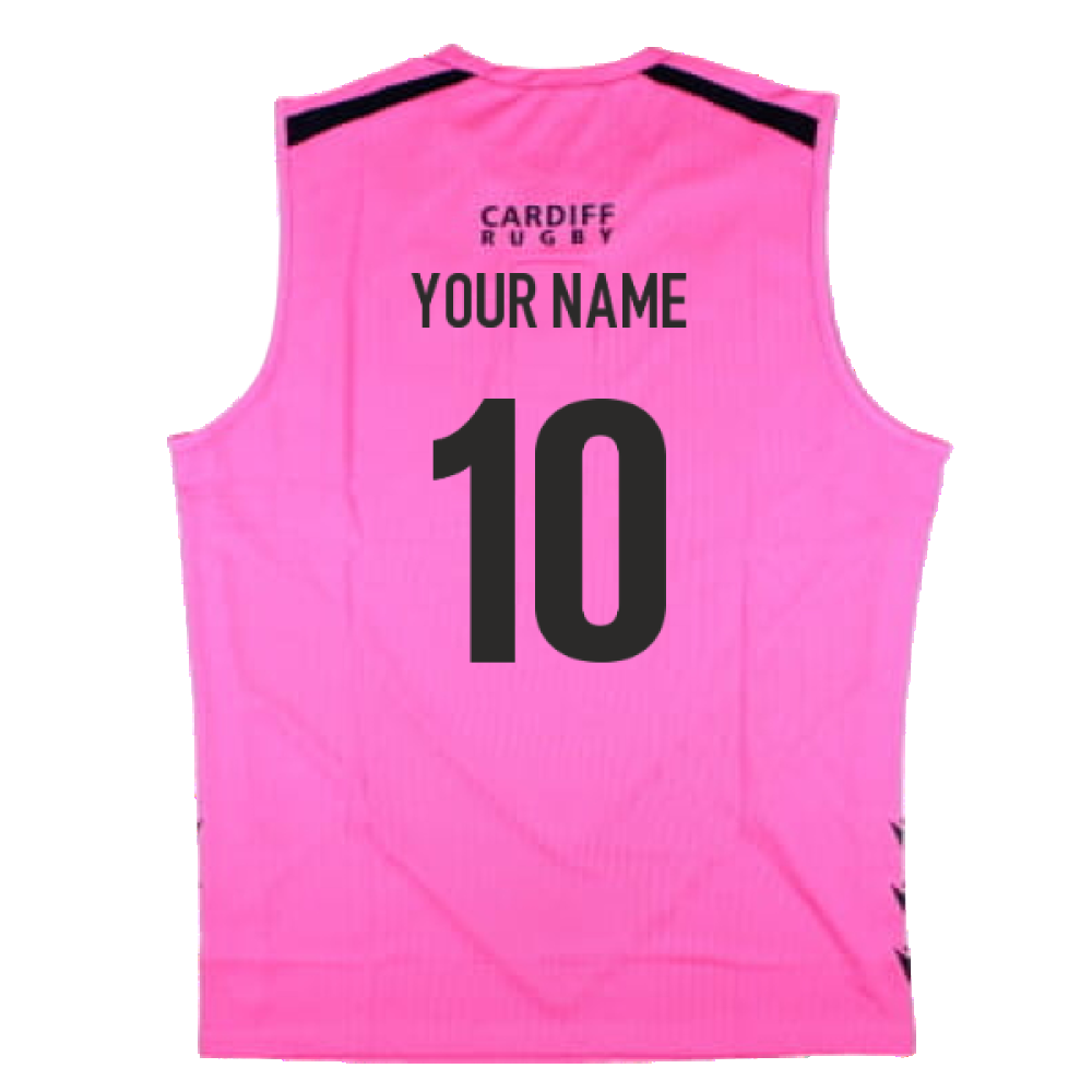 2024-2025 Cardiff Blues Rugby Sleeveless Training Shirt (Pink) (Your Name) Product - Hero Shirts Macron   