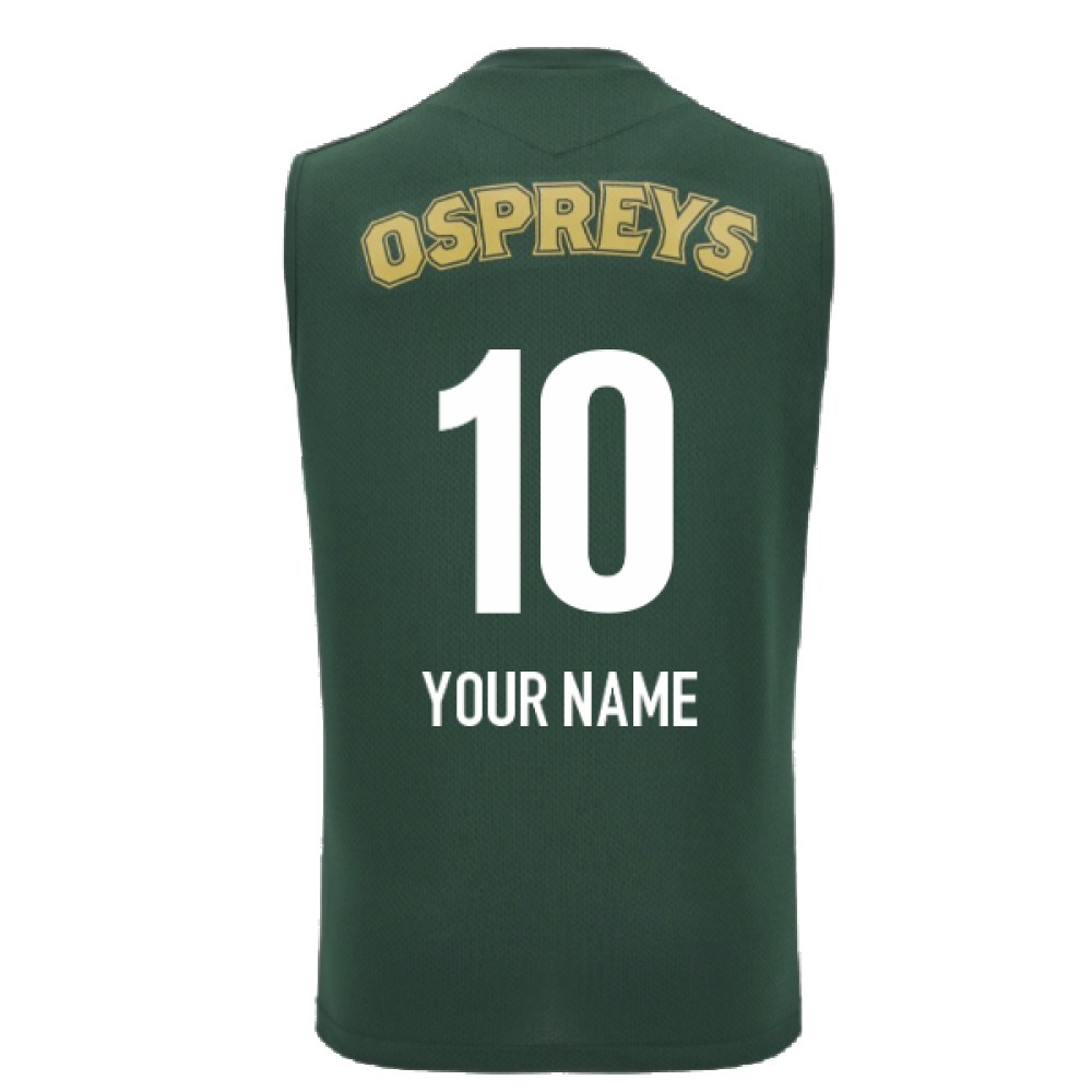 2024-2025 Ospreys Rugby Sleveeless Training Shirt (Green) (Your Name) Product - Hero Shirts Macron   