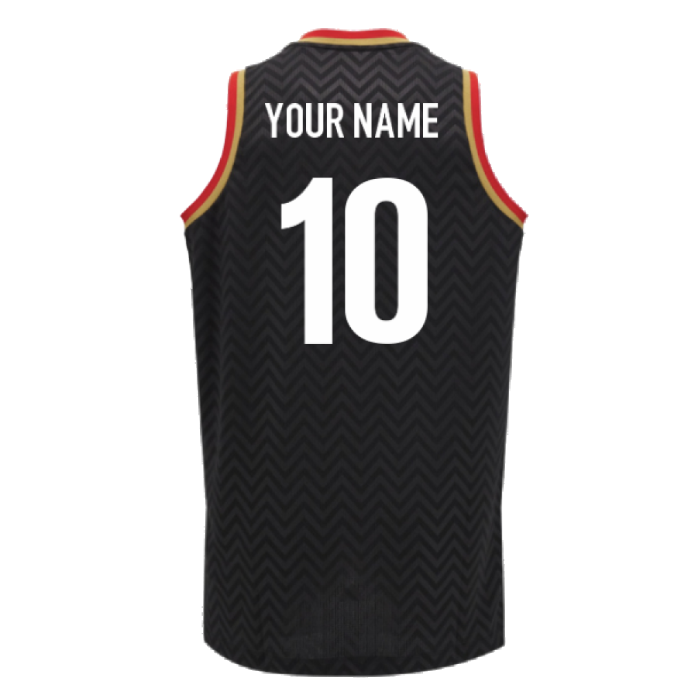 2024-2025 Wales Rugby Training Basketball Singlet (Black) (Your Name) Product - Hero Shirts Macron   