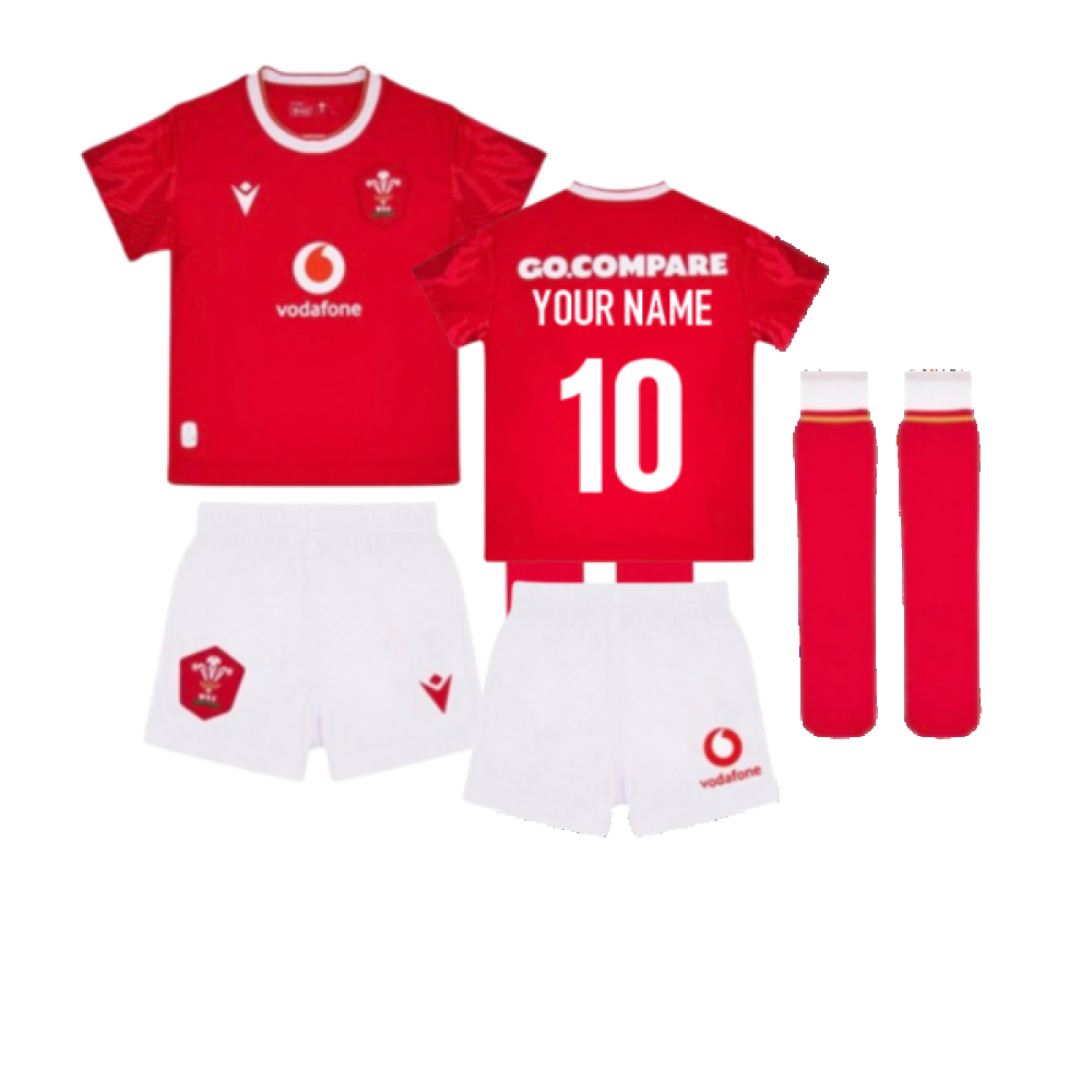 2024-2025 Wales Home Rugby Mini Kit (Your Name) Product - Hero Shirts Macron   