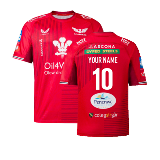 2023-2024 Scarlets Home Rugby Shirt (Your Name) Product - Hero Shirts Castore   