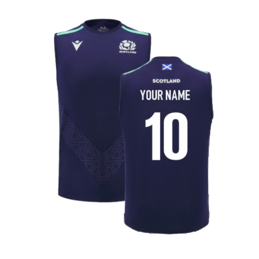 2024-2025 Scotland Rugby Training Vest (Navy) - Kids (Your Name) Product - Hero Shirts Macron   