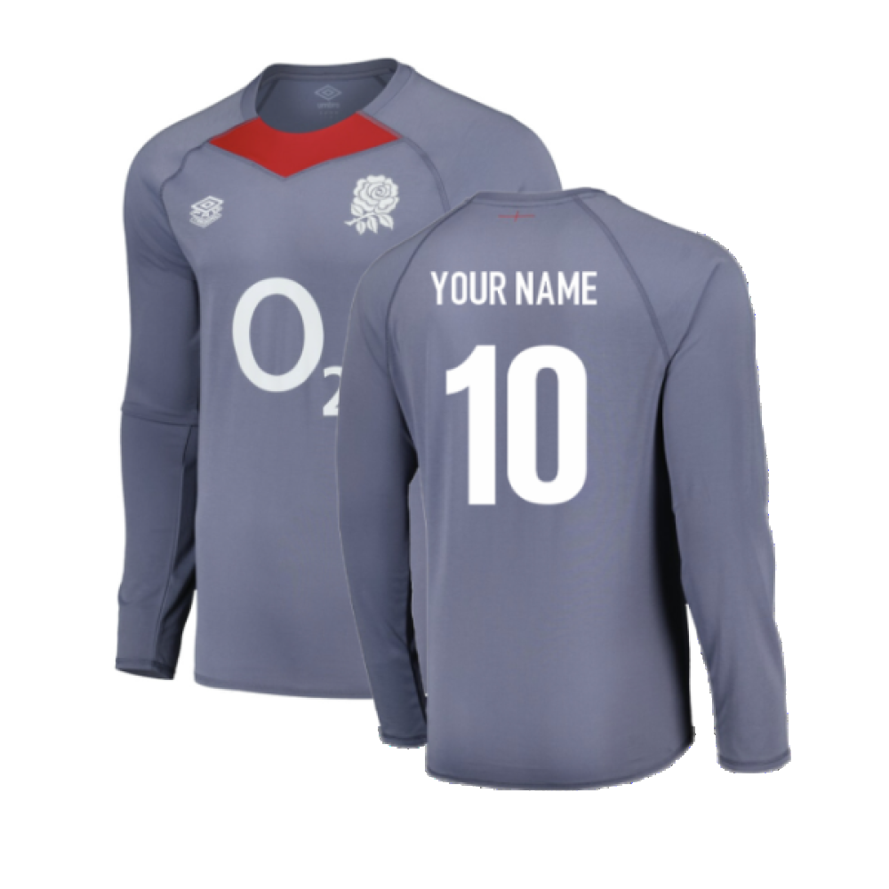 2024-2025 England Rugby LS Relaxed Training Jersey O2 (Grey) (Your Name) Product - Hero Shirts Umbro   