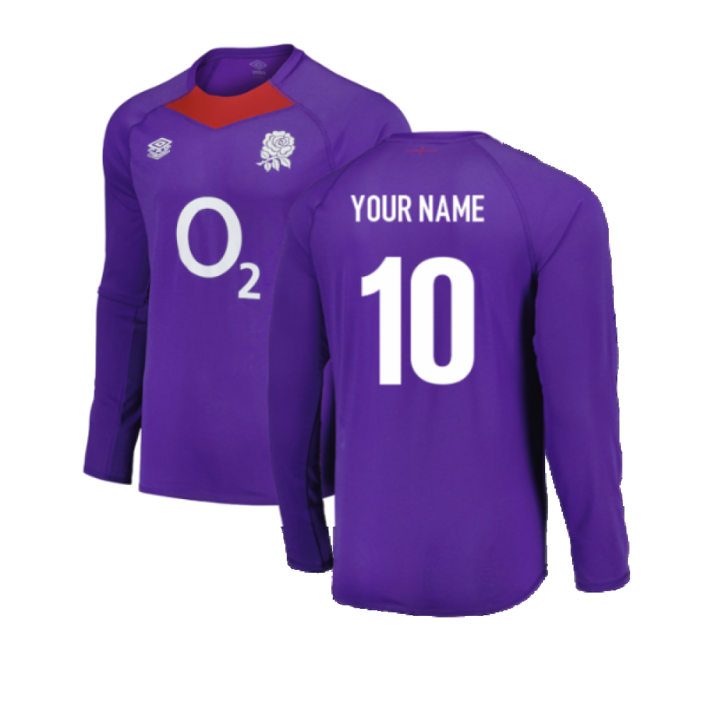 2024-2025 England Rugby Relaxed LS Training Jersey O2 (Violet) (Your Name) Product - Hero Shirts Umbro   