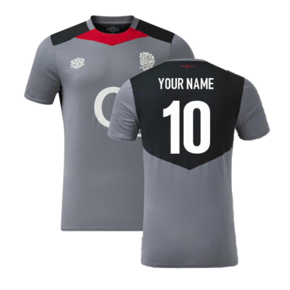 2024-2025 England Rugby Gym Tee O2 (Grey) (Your Name) Product - Hero Shirts Umbro   