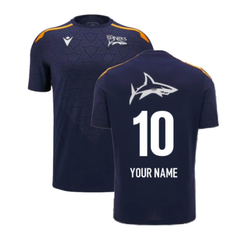 2024-2025 Sale Sharks Training Tee (Navy) (Your Name) Product - Hero Shirts Macron   