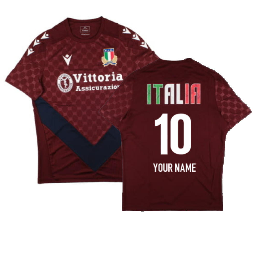 2024-2025 Italy Rugby Training Shirt (Cardinal Red) (Your Name) Product - Hero Shirts Macron   