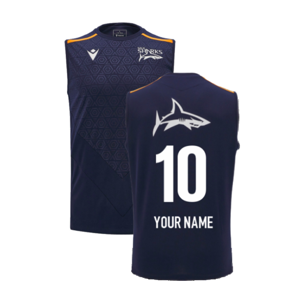 2024-2025 Sale Sharks Sleeveless Training Vest (Navy) (Your Name) Product - Hero Shirts Macron   