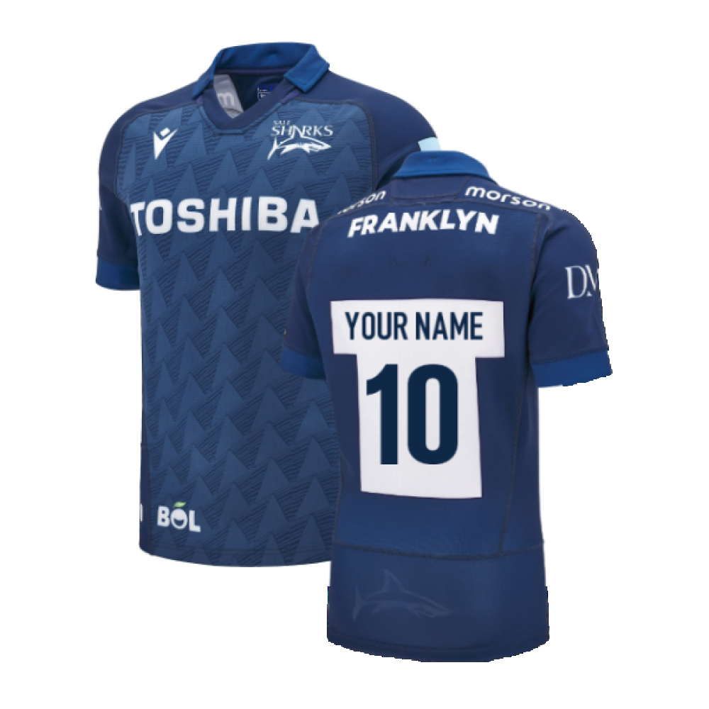 2024-2025 Sale Sharks Authentic Home Shirt (Your Name) Product - Hero Shirts Macron   