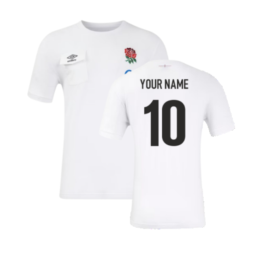 2024-2025 England Rugby Presentation Tee (White) (Your Name) Product - Hero Shirts Umbro   