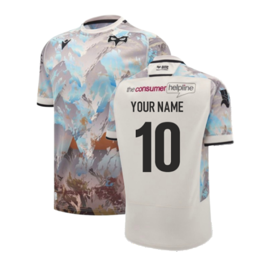 2024-2025 Ospreys Rugby Away Shirt (Kids) (Your Name) Product - Hero Shirts Macron   