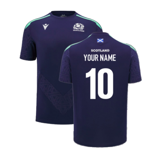 2024-2025 Scotland Rugby Training Poly Shirt (Navy) - Kids (Your Name)_0