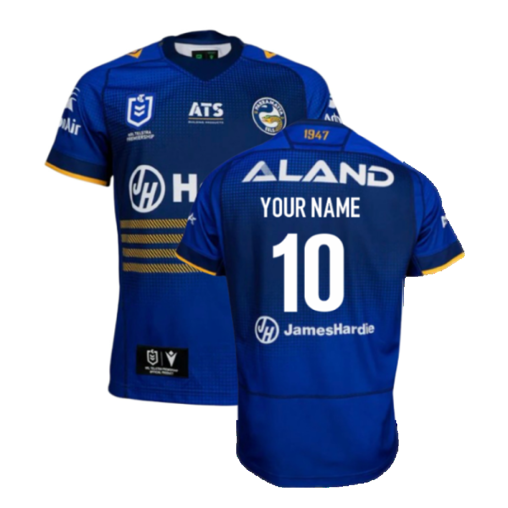 2025 Parramatta Eels Mens NRL Home Rugby Jersey (Your Name) Product - Hero Shirts Macron