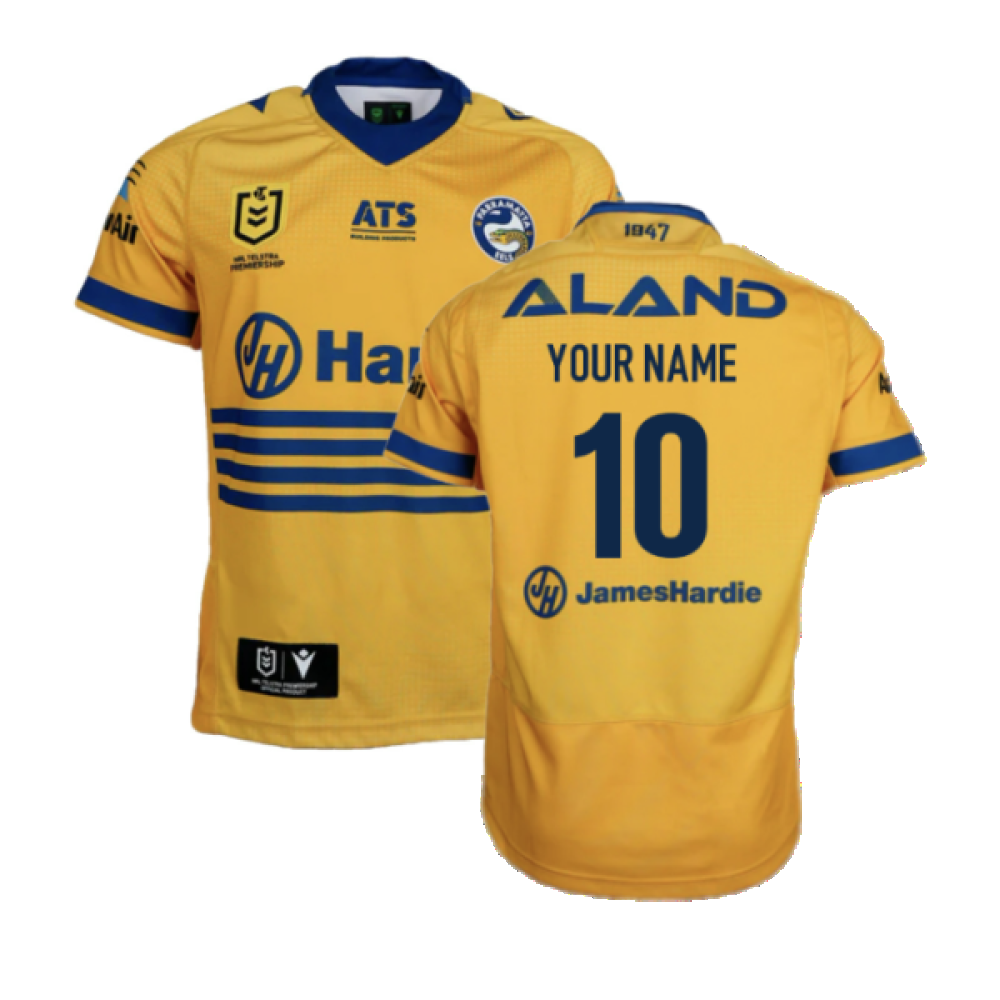 2025 Parramatta Eels Mens NRL Away Rugby Jersey (Your Name) Product - Hero Shirts Macron