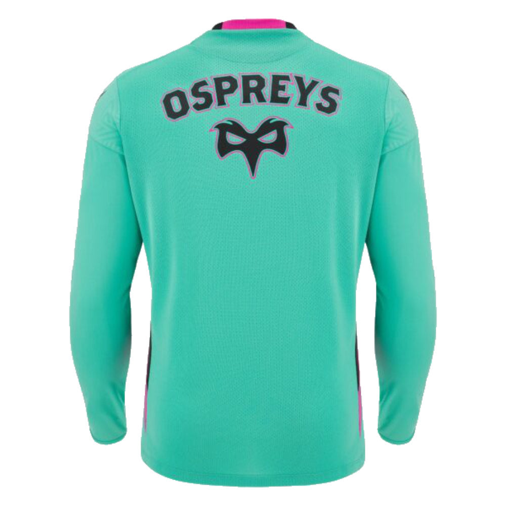 2023-2024 Ospreys Rugby Long Sleeve Training Tee (Turquoise) Product - Training Shirts Macron   