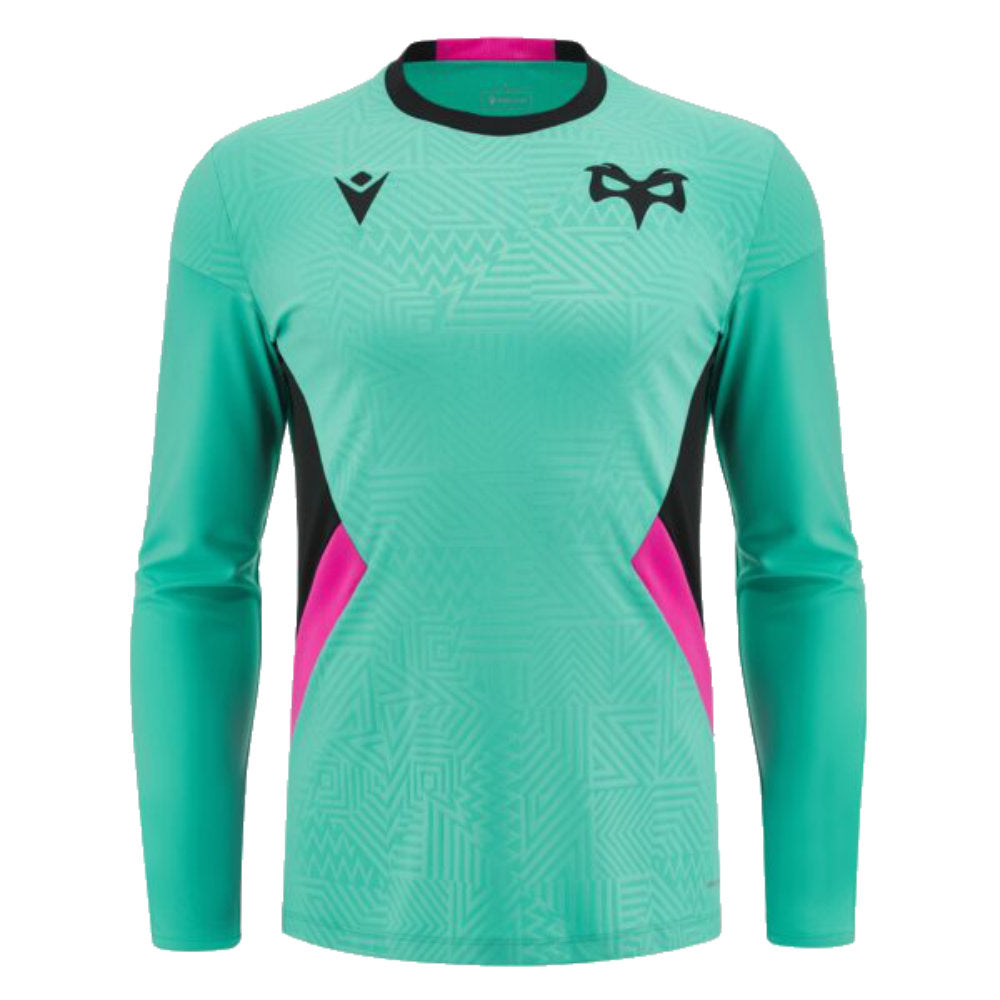 2023-2024 Ospreys Rugby Long Sleeve Training Tee (Turquoise) Product - Training Shirts Macron   