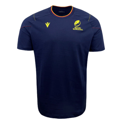 2023-2024 Romania Rugby Cottonpoly T-Shirt (Navy) Product - Training Shirts Macron   