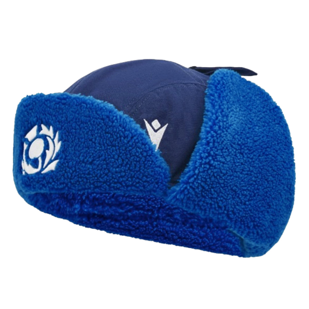 2024-2025 Scotland Rugby Trapper Fleeced Cap (Navy) Product - Headwear Macron   